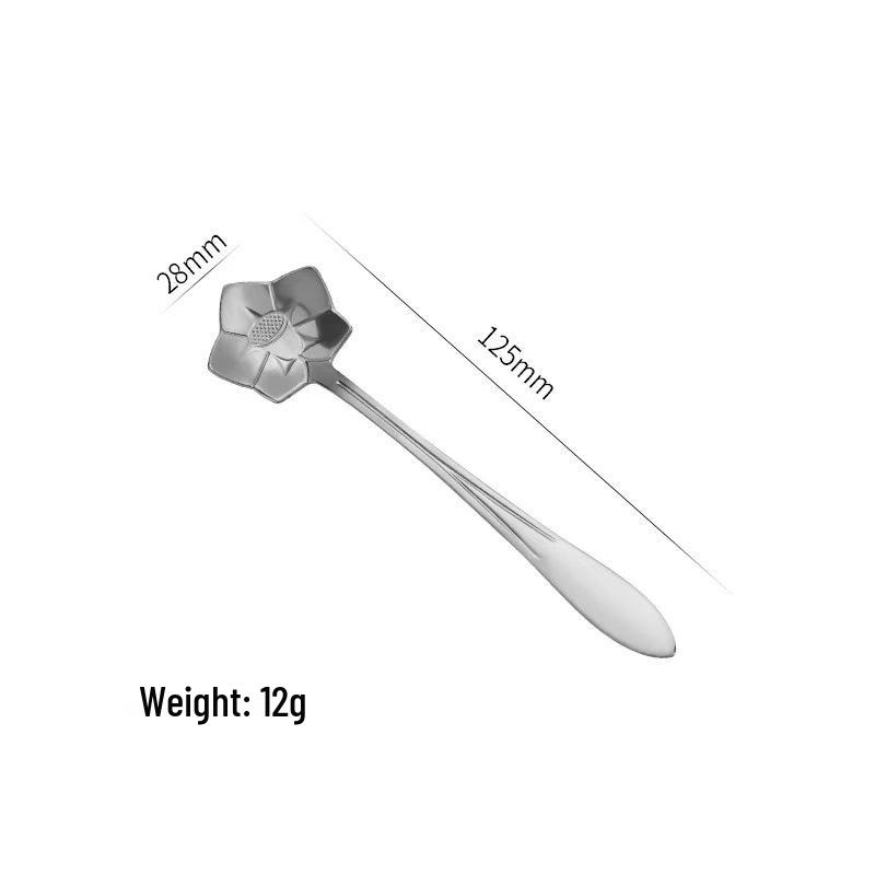 Cherry Blossom Stainless Steel Long Handle Stirring Spoon for Coffee, Dessert, and Honey