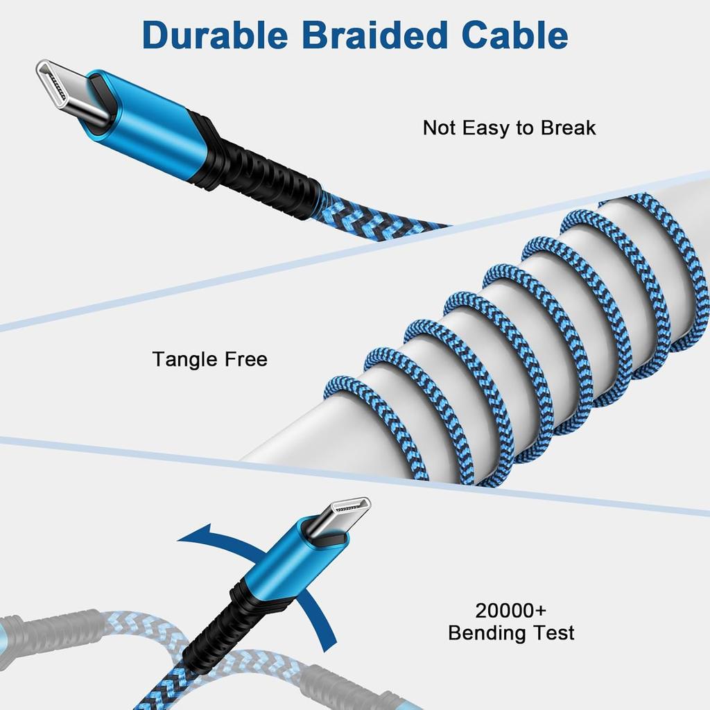 USB to USB C Cable 10FT Long Braided USB A to Type C Charger Fast Charging Power Cord for Samsung Galaxy A17/A16 5G/A15/A56/A36/A55/S25 Edge/S24