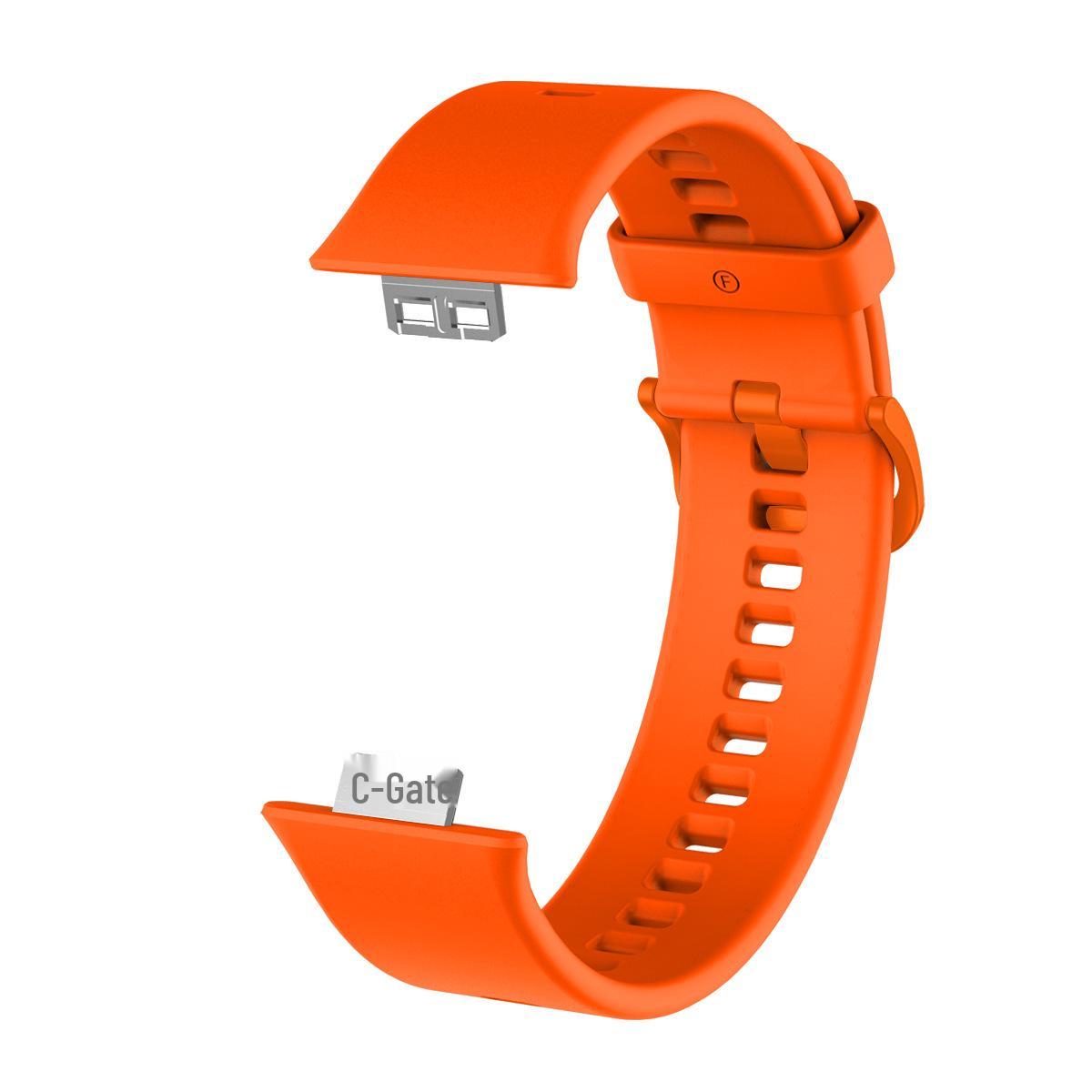 Quick Release Silicone Sports Strap for Huawei Watch Fit - Solid Color Wristband for Men & Women оранжевый