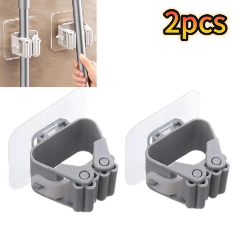 Mop Storage Storage Rack Bathroom Suction Hanging Pipe Traceless Mop Clip Broom Hanger Wall-Mounted Waterproof Mop Rack