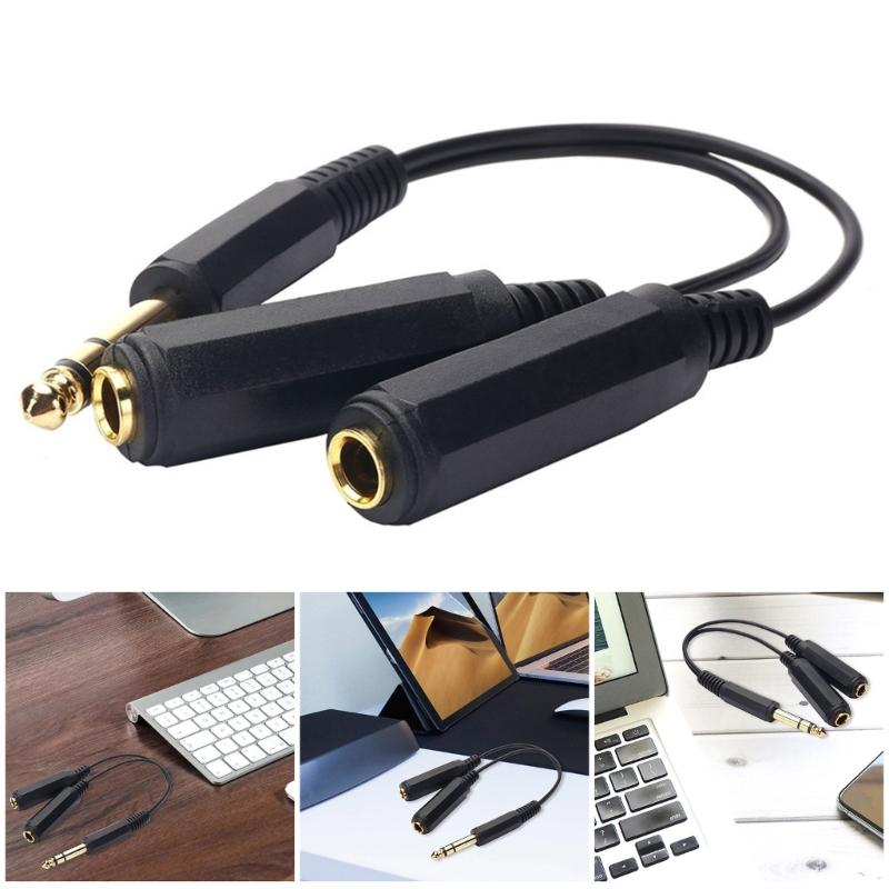 6.35mm 1/4Inch Male Stereo to Two TRS Female Sound Cable Y Splitter Adapter for Headphones and Speakers