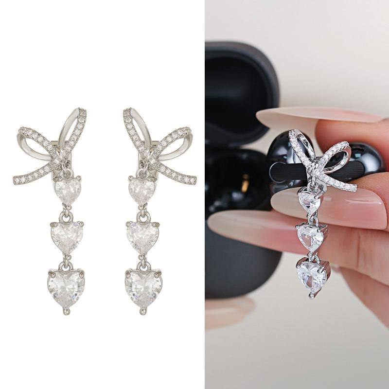 Elegant Butterfly And Heart Ear Clip Jewelry For Freeclip 1 2 Wireless Headphones Quality Alloy Clip On Charm Decoration