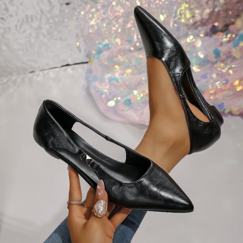 

Fashion Pointed Toe Hollow Flats Shoes Women’s Sandals Soft Leather Trend Summer Shallow Dress Office Shoes Retro Casual 35 чёрный