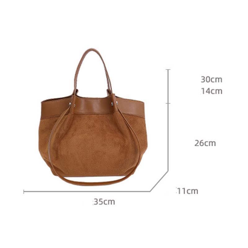 Stylish Frosted Suede Handbag New Large-capacity Tote Bag Fashion European American Autumn/winter Shoulder Bag Simple Casual Bag CLE