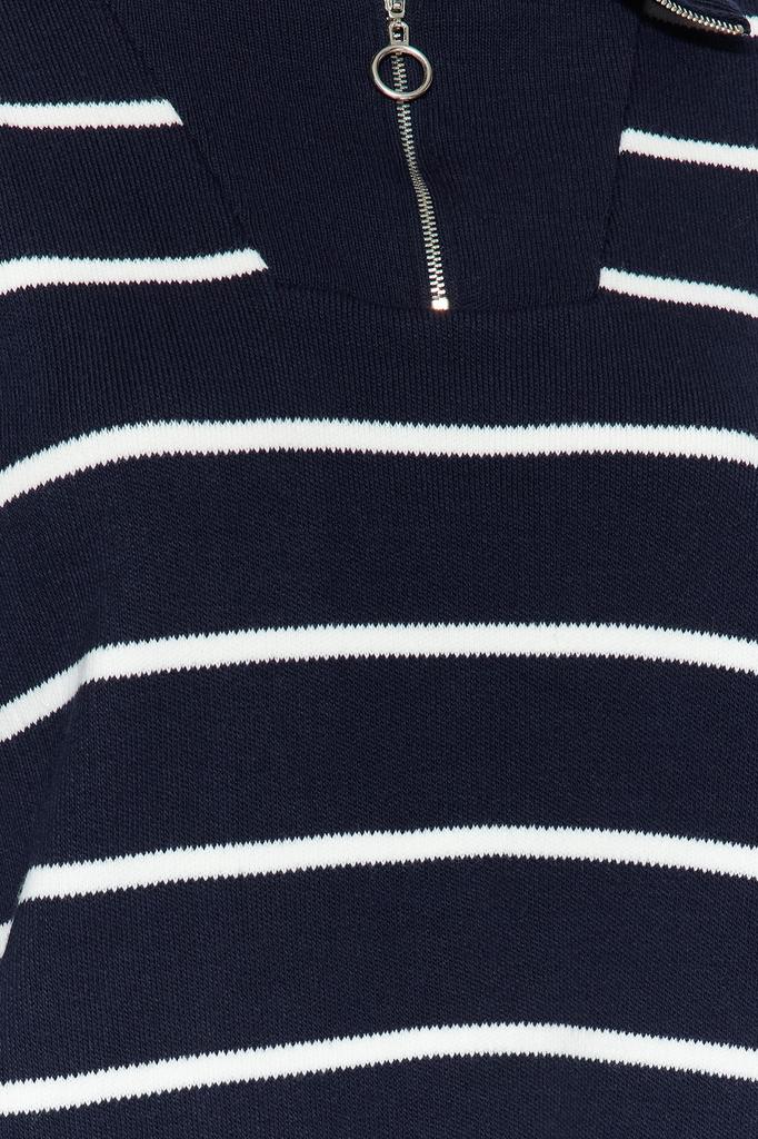 Damenmode Neuer Pullover Marineblau Weites Muster Gestreifte Strickwaren Pullover