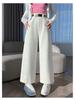 Women's Petite High-Waisted Tencel Washed Cotton Wide-Leg Slimming Cropped Pants