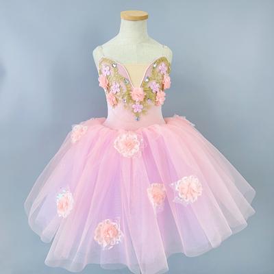 Girl Flower Romantic Ballet Tutu Dress Performance Dance Ballerina Fairy Party Costumes Ballet Skirts Girls Modern Dance Costume