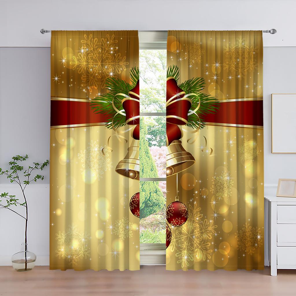 Cartoon Santa Claus Christmas Tree Red Green Window Curtains For Kids Bedroom Living Room Bathroom Kicthen Door Hall Home Decor