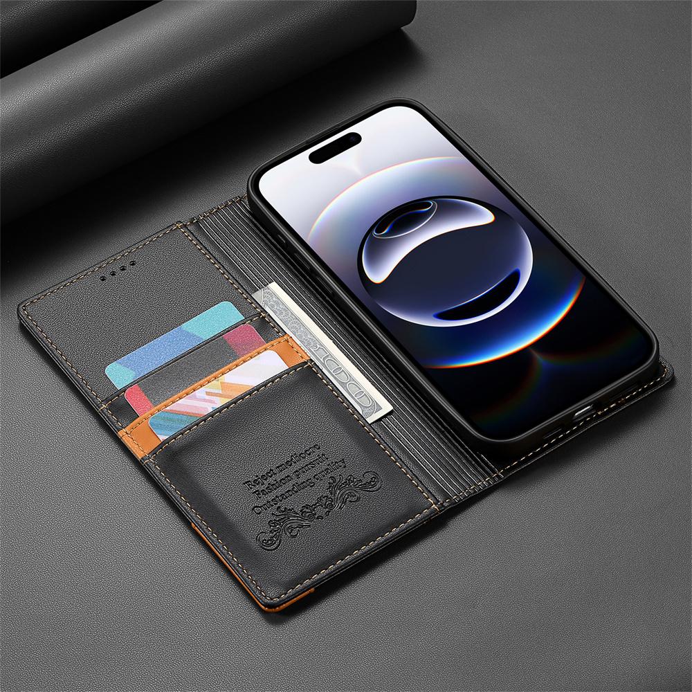 Manyetik Deri Kapaklı RFID Cüzdan Kartlık Telefon Kılıfı IPhone 17 Air 16E 16 Pro Max 15 14 13 12 Mini 11 XS XR Max 8 7 Plus Kılıf için