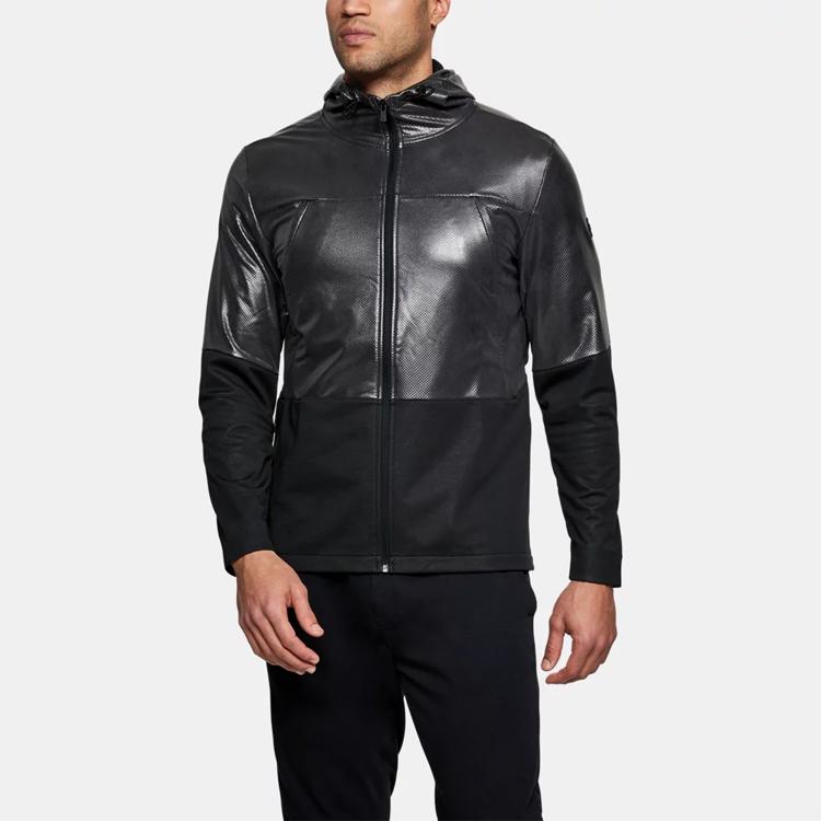 Under Armour Hybridní prošívaná bunda s kapucí Pánské bundy Černá 1306456-001