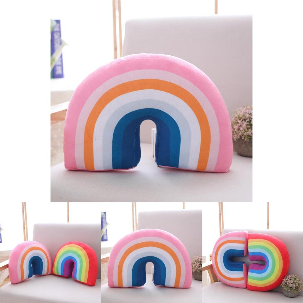 Multicolour Rainbow Plush Pillow Cushion Ideal For Relaxation And Decoration