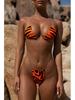 European American Solid Color Women's Three-Piece Bikini with Transparent Straps