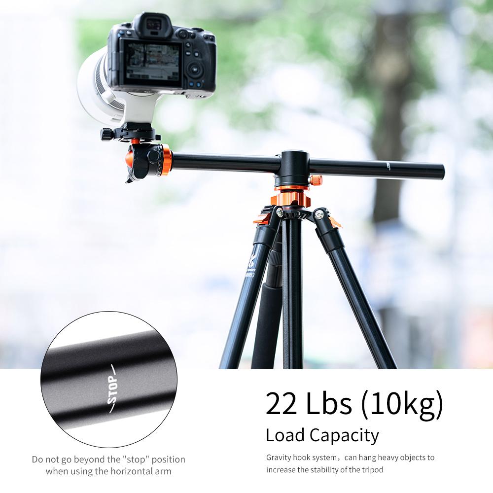 K&F CONCEPT SA254T1 2,39 M/94,1 pollici treppiede professionale per fotografia monopiede treppiede per fotocamera orizzontale