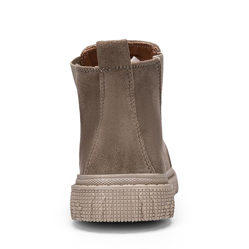 Fashion Men Anti Slip Ankle Boots Thick Soled Rubber Suede Leather Comfortable Outdoor Walking Shoes Brown Fashionable Retro Work Boots