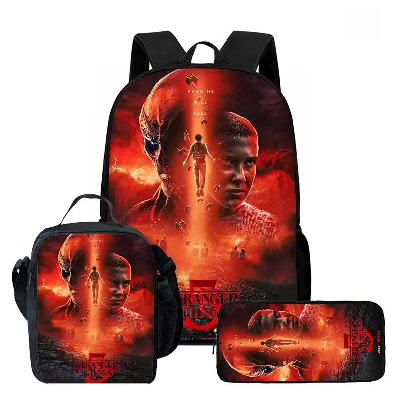 Strangertings Stranger Things Student School Bag Children'S Backpack Satchel Pencil Case
