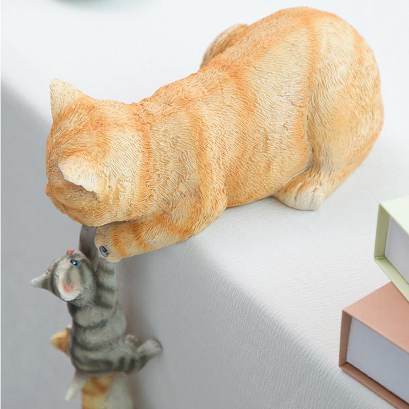 Einfache süße Katzen Harzskulpturen Ornamente Geburtstagsgeschenke Kunsthandwerk Zuhause Zimmer Tisch Tier Bär Figuren Accessoires Dekoration