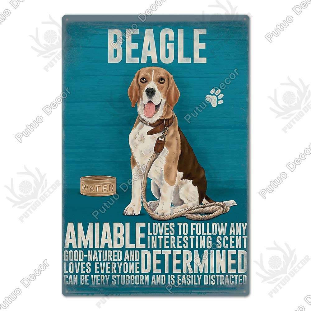 Putuo Decor Dog Vintage Tin Sign Plaque Metal Plate Wall Art Decoration for Living Room Man Cave Cafe Farm Home Retro Poster