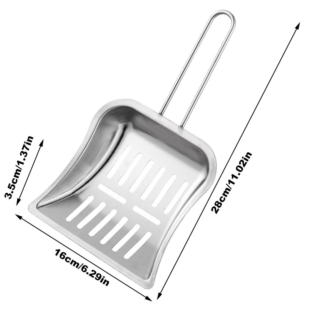 

Stainless Steel Poop Scooper Heavy Duty Poop Scooper High Strength Dishwasher Safe Metal Scooper for Cat Litter Box Dog Food Pan серый