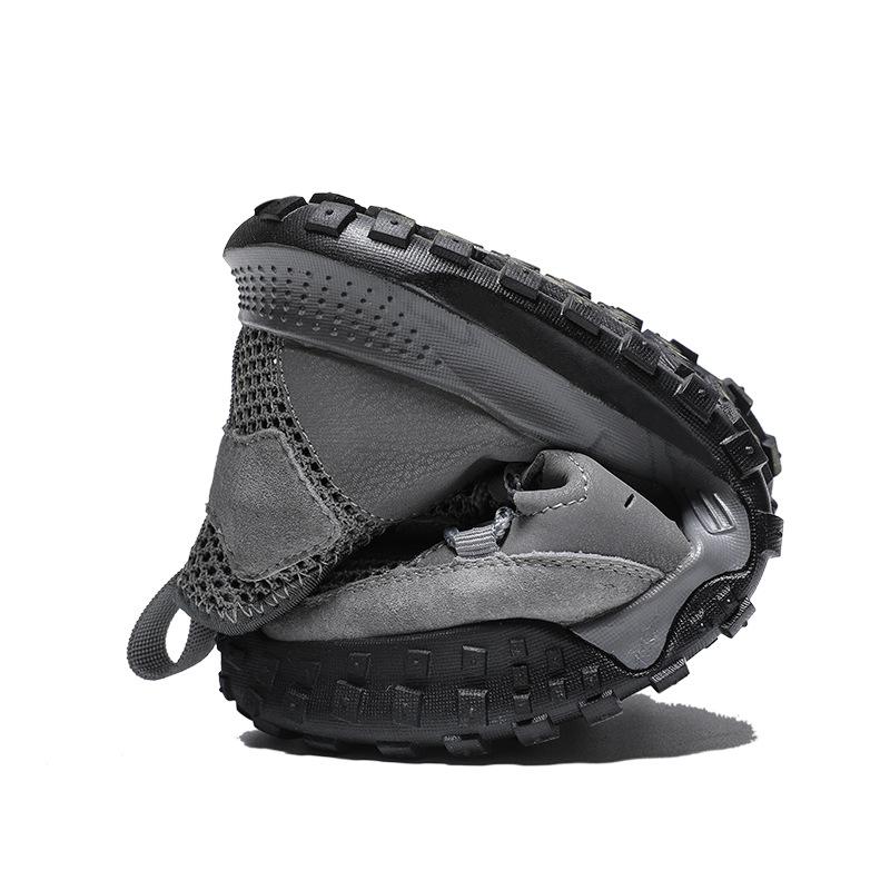 Summer new Korean version hollow mesh shoes men's breathable pigskin outdoor casual shoes men's lace-up mesh shoes