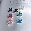 All-Copper Rhinestone Cross Stud Earrings for Women