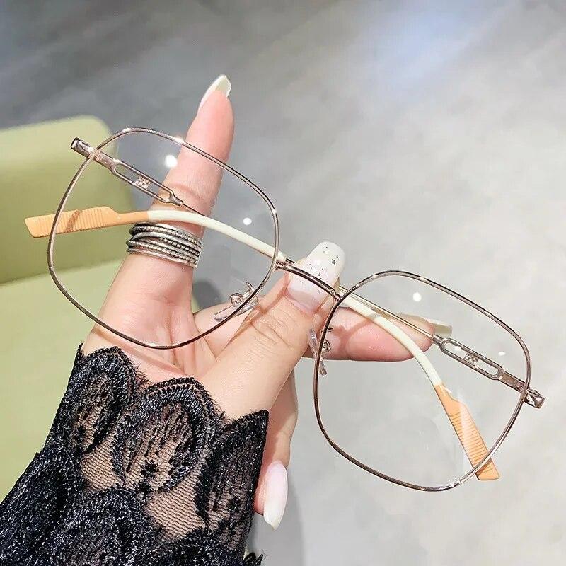 Luxury Square Women's Myopia Glasses Unisex Anti-blue Light Minus Eyeglasses Optical Spetacle Prescription Short Sight Eyewear