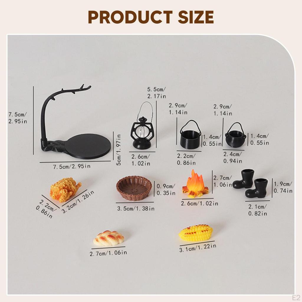 11 Stück Miniatur-Puppenhaus-Zubehör Hängende Camping-Fotografie-Requisiten Rollenspiel-Spielzeug