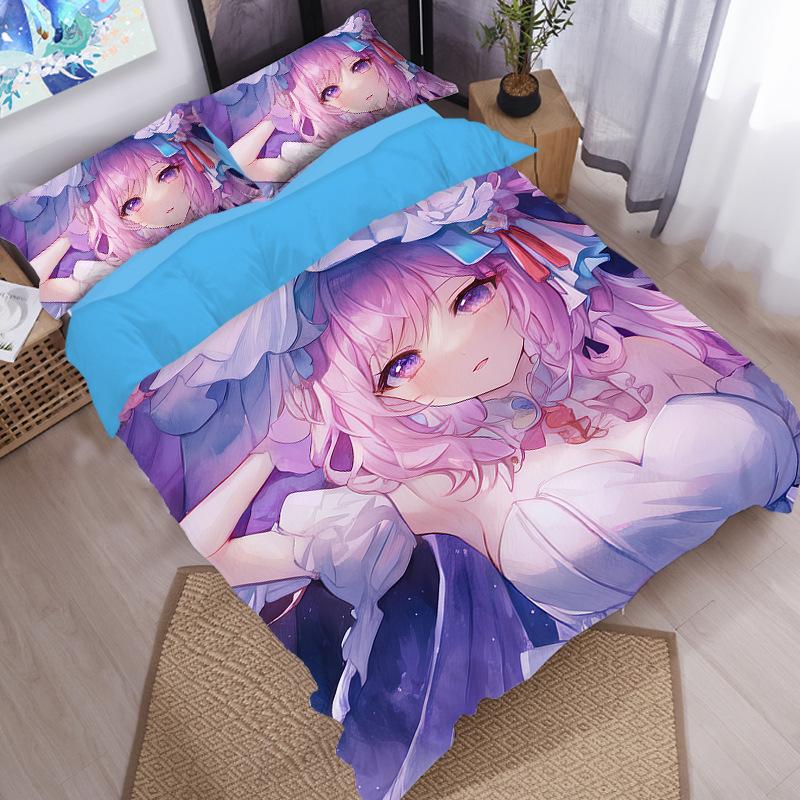 Anime Elysia Bedding Sets Japanese Anime Two-Dimensional Girl Duvet Cover Set Kawaii Sexy Girl Quilt Cover 2/3Pcs