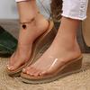 Fashion Wedge Heel Transparent Pvc Sandals Women 2025 Plus Size Thick Bottom Summer Slippers Woman Platform Outdoor Slides Female 36-43