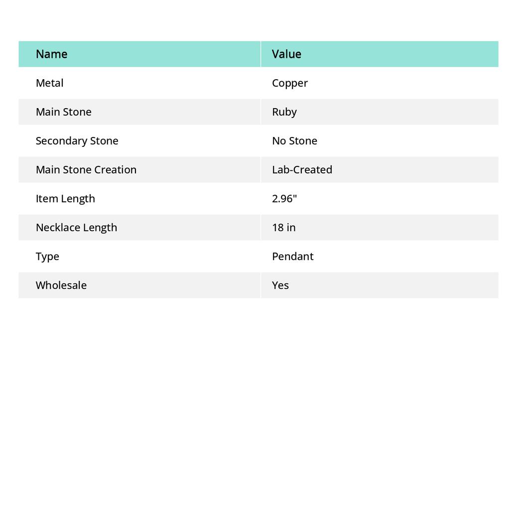 Ruby(Simulated) Gemstone Copper Wire Wrap Jewelry Pendant 2.96" P4Y07