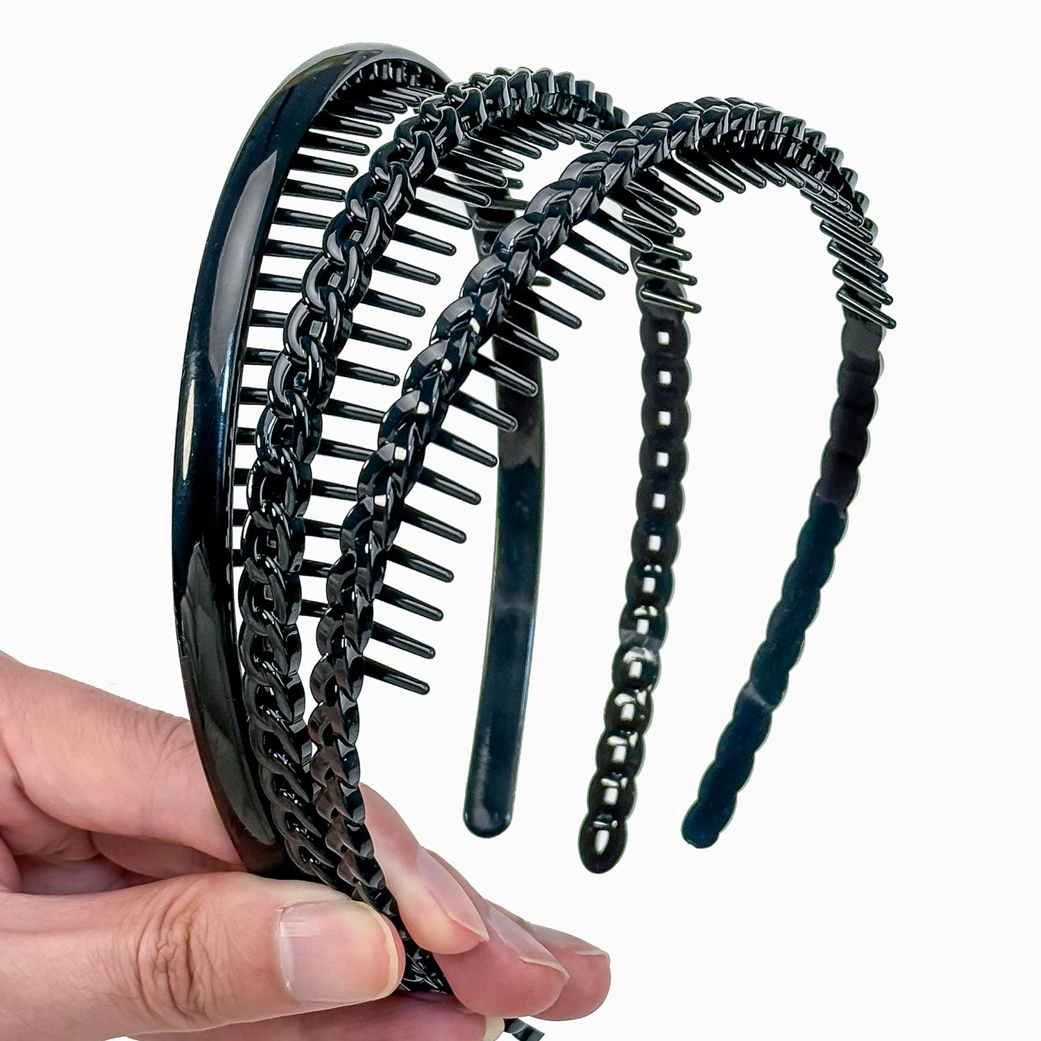 

3/6 шт. Повязки на голову для девочек, Женские пластиковые обручи для волос с зубчиками, Повязки на голову с цепочкой, Детские повязки на голову для девочек, Детские аксессуары для волос