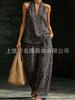 Women's summer casual wide-leg pants two-piece fashion trendy 1116 new European and American style sleeveless loose shoulder suit
