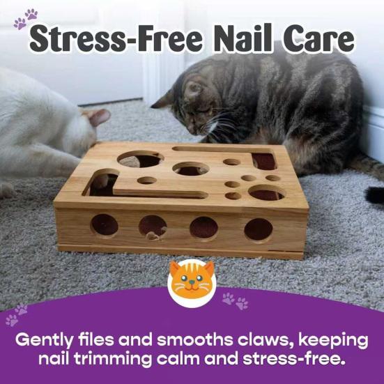 Cat Scratching Toy Wooden Cat Scratch Puzzle Enrichment Box Safe Nail File Scratcher Box for Indoor Cats Entertainment Health (Assembly Required)