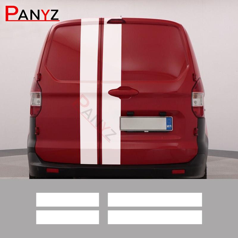 4Pcs Car Hood Cover Engine Line Stickers Vinyl Rear Door Decals For Ford Transit Courier Camper Van Exterior Tuning Accessories