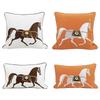 30x50cm 45x45cm Zierkissen Stickerei Kissenbezug Pferd Orange Farbe Luxus Weiß Farbe Sofakissen Ohne Füllung