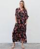 Women's V-Neck Floral Maxi Dress Short Sleeve Loose Boho Summer Dress