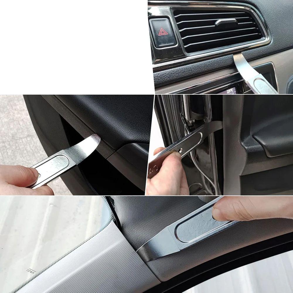1pc Silver Metal Skin Wedge Pry Bar Tool Door Panel Removal Tool Pry Tool for Removing Trim Interior Exterior Part for Plane