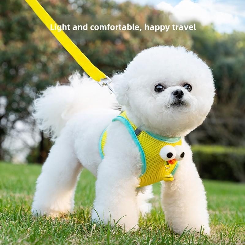 Dog Four Seasons Breathable Funny Three-dimensional Accessories Big Eyes Cute Vest Type Pet Leash Walking Dog Rope Walking Cat Rope