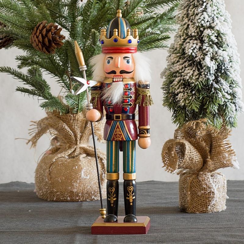 1Pcs 30Cm Cartoon Walnut Soldier Home Decoration Christmas Ornament Wooden Nutcracker Puppet Desktop Decor