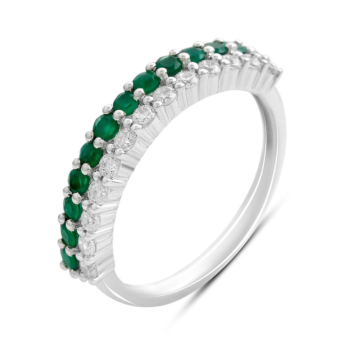 

Серебряное кольцо с натуральным агатом 1ct, вес изделия 2,28 гр (2205425) 18 смарагдовий