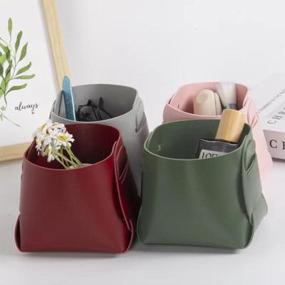 Creative Leather Storage Box Nordic Desktop Decorate Jewelry Keys Display Tray Makeup Organizer Container Books Plants Holder
