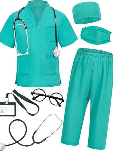 Children Doctor Role Play Set White Coat Nurse Costume Dress Up Pretend Play Toy