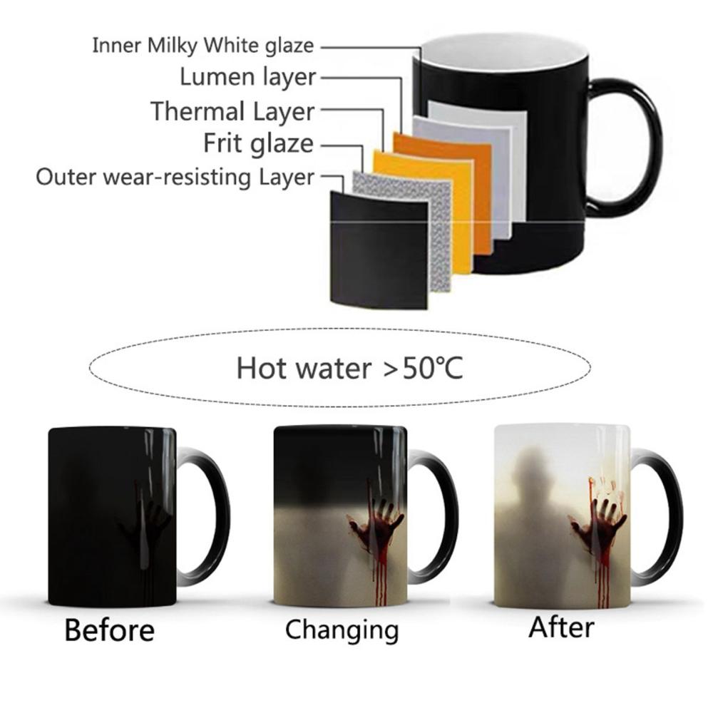 Novelty Creative Color Changing Halloween Decoration Coffee Mug Drinkware Tea Cup Milk Bottle