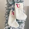 Kids' Embroidered White Knit Christmas Stocking - Holiday Decor