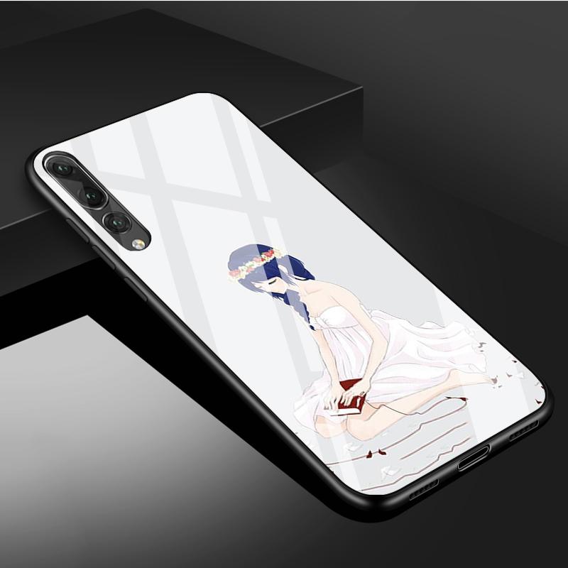 Lady Tempered Glass Phone Case For Huawei P20 P30 P40 P40 Lite Pro Psmart Mate 20 30 Cover Shell