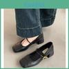Vintage Mary Jane Shoes For Women With Block Heel And Pu Material For Casual Daily Wear