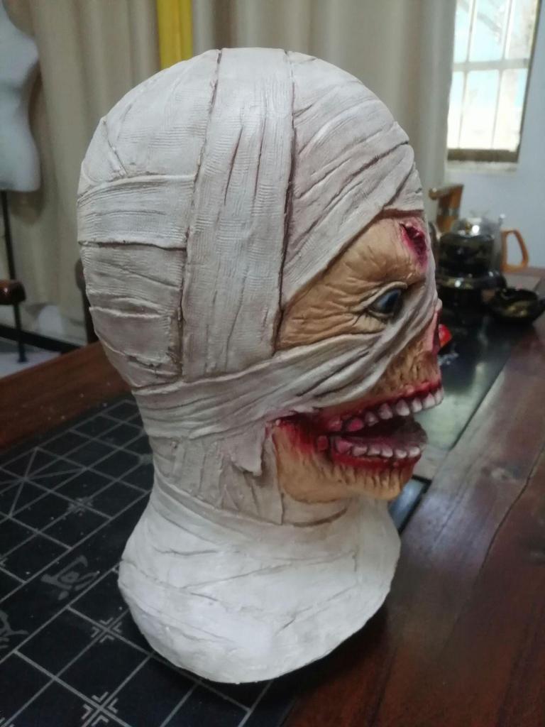 Halloween Mumie Zombie Latexmask - Skräckhuvudbonad för Kostymer, Spökhus och Escape Rooms