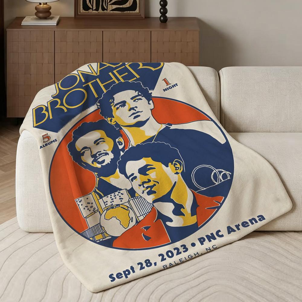 Music J-Jonas B-Brothers Throw Soft Warm Flannel Blanket, Multi-use Throw for Bed Sofa Office, Air Conditioning Nap Blanket