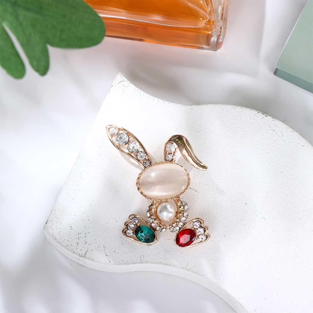 For Women Animal Exquisite Rabbit Brooch Suit Accessories Rhinestone Pins Korean Style Brooch