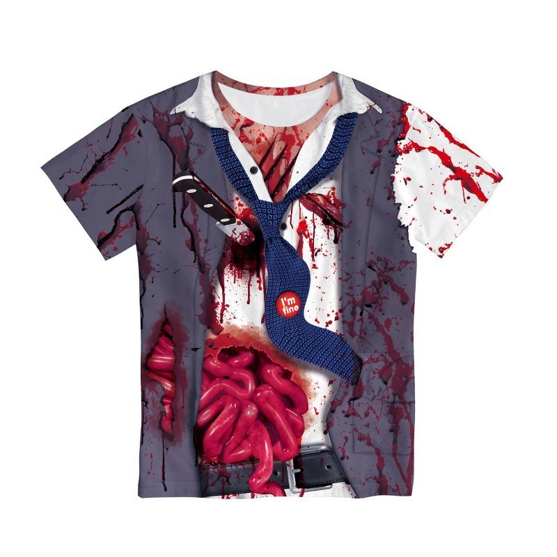 Eyab Halloween Holiday Nurse Zombie Digital Print Short Sleeve T-Shirt