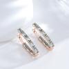 Oval Blue Stone Long Drop Earrings Natural Zircon With  Rose Gold Fashion Women Earrings Simple Daily Fine Jewelry
